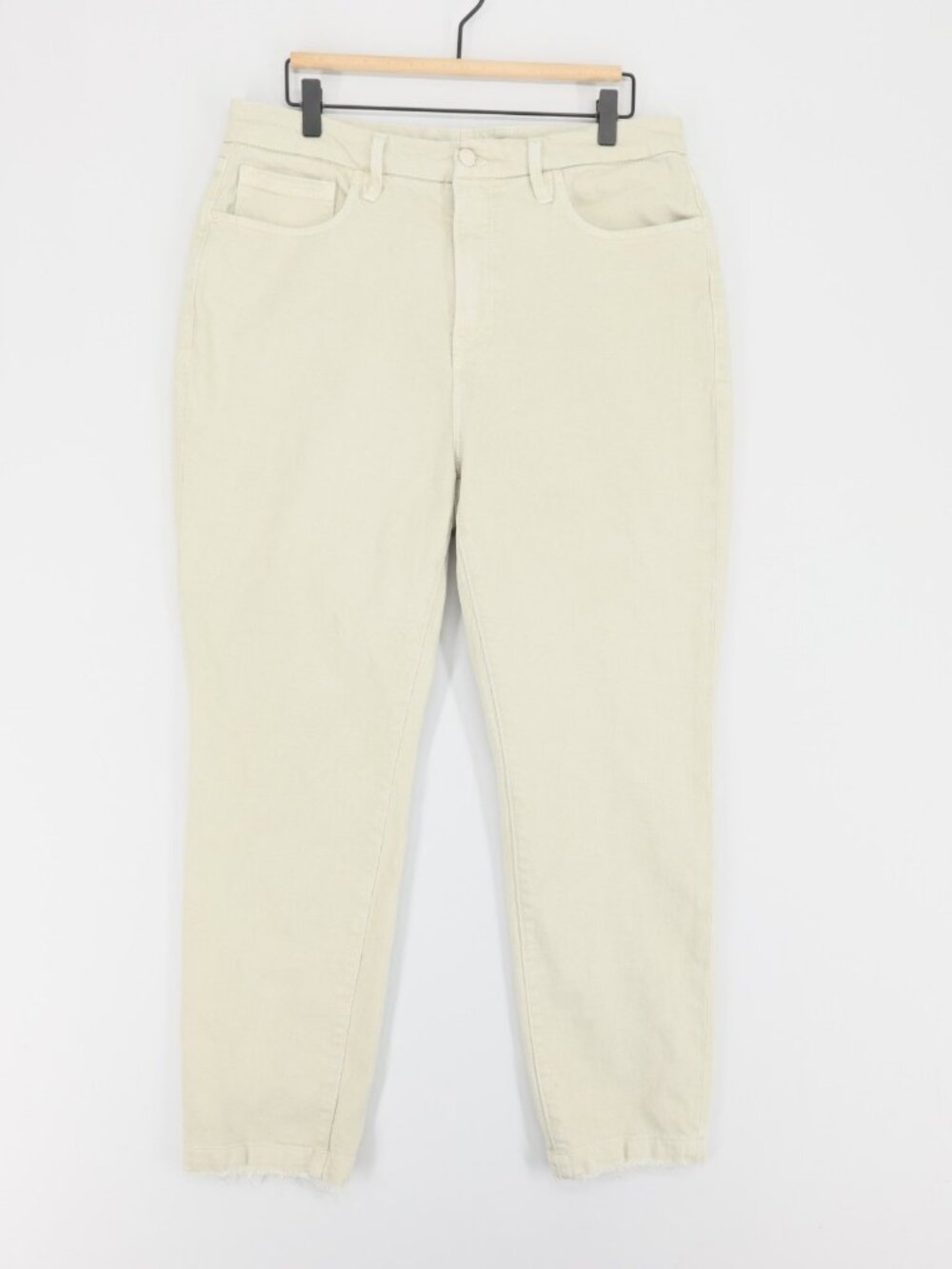 Good American Good Classic Jeans Womens 15 Cream Slim Straight High Rise Raw